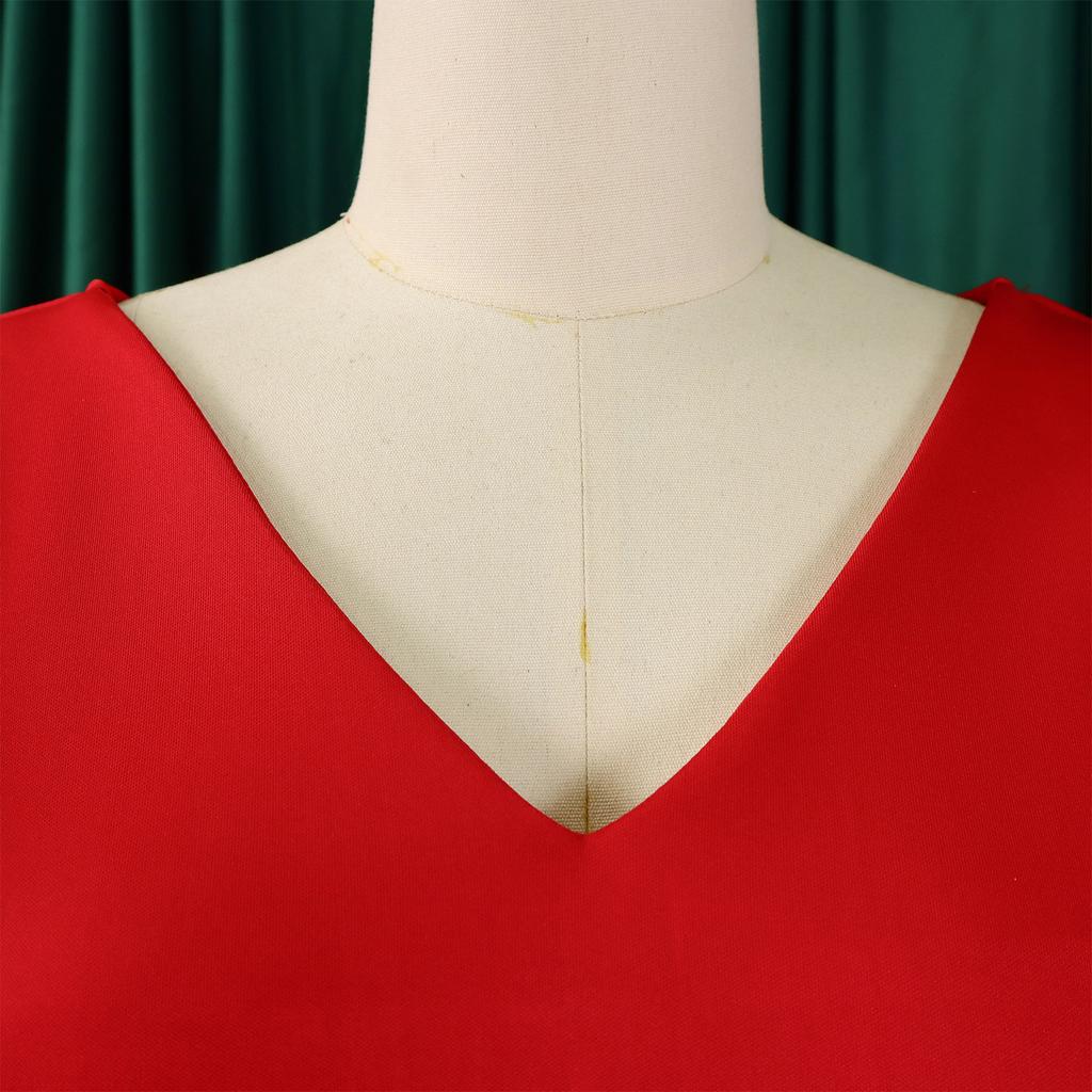 YYFS Dámská móda Léto Jaro Jednobarevný potisk Neformální šaty s krátkým rukávem a výstřihem do V s vysokým pasem