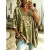 Women's Large Size V-neck Tops, Elegant and Comfortable Simple Pattern Print Large Size Women's V-neck T-shirt