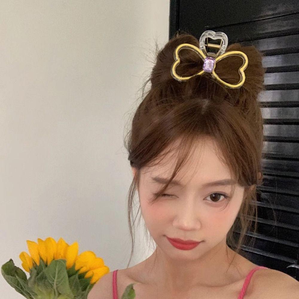 

Geometric Bow Claw Clip Y2k Hollow Ponytail Holder Elegant Hollow Bow Hair Claw Girl