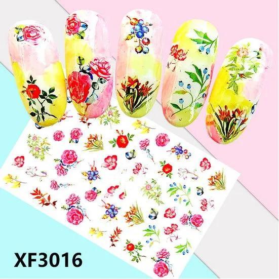 1 Sheet Colorful  Flowers and Animals  Water Transfer Slider for Manicure Nail Art Decoration Nail Sticker