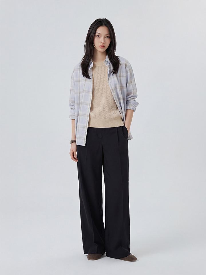 Polhaem Women'S Tuck Semi-Wide Full Elastic Pants_Phg2Pp2023