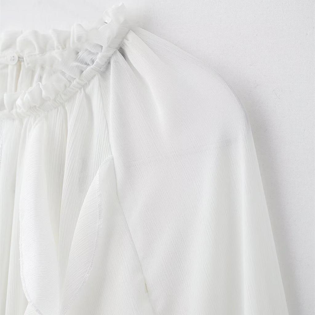 2025 Spring Women's Casual Layered Wood Ear Edge Shirt