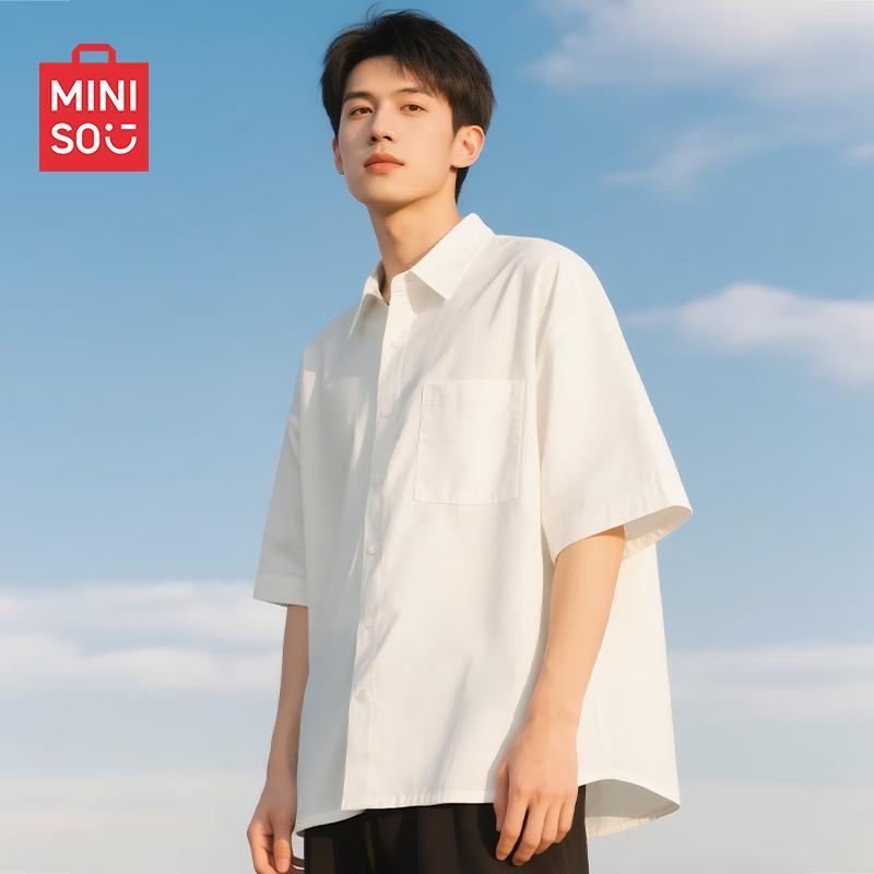 MINISO Men's Cool-Feel Quick-Dry Short Sleeve Casual Shirt
