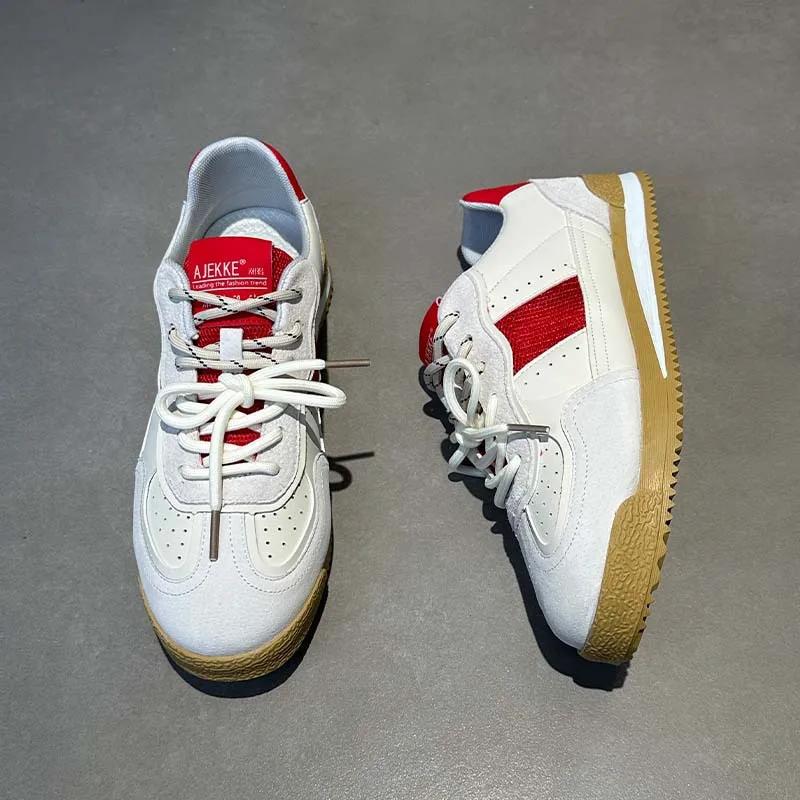 Fashion Leather Running Shoes Men Casual Shoes Outdoor Breathable Man Walking Lightweight Comfortable White Sneakers Tennis Sport Shoes