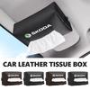 Car Seatback Tissue Box Leather Armrest Paper Case Storage Bag Accessories For VRS Octavia 1 2 3 A7 A5 Fabia Rapid Superb