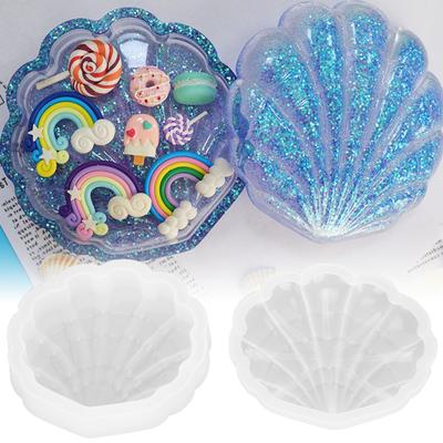 2pcs With Lid Resin Mould Seashell Resin Crafts Mould Jewelry Tools Storage Box Mould  Gift Making