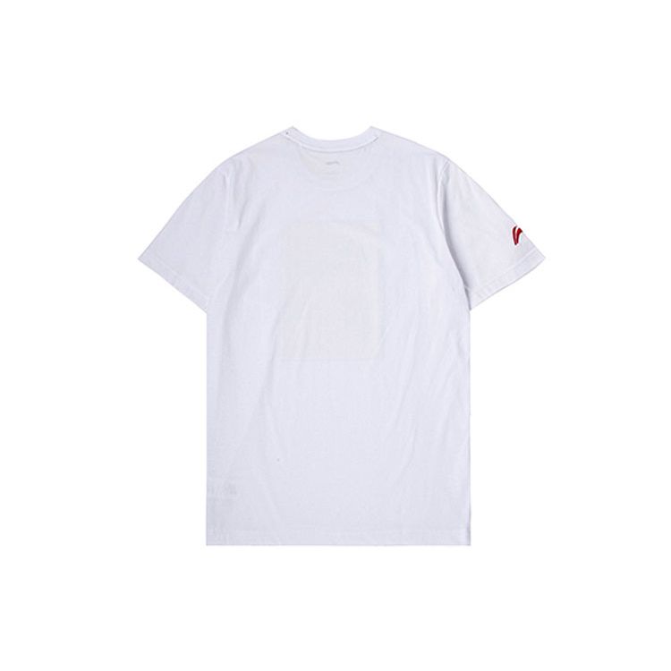 Li Ning Sports Basketball Series Casual Printed Round Neck Short Sleeve T-Shirt Men Tops Standard-White AHSQ219-4