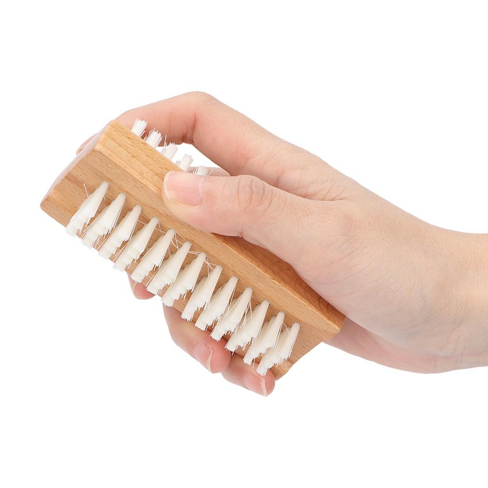 Nylon Bristles Wooden Manicure Brush Fingernail Scrub Brush Manicure Pedicure Care