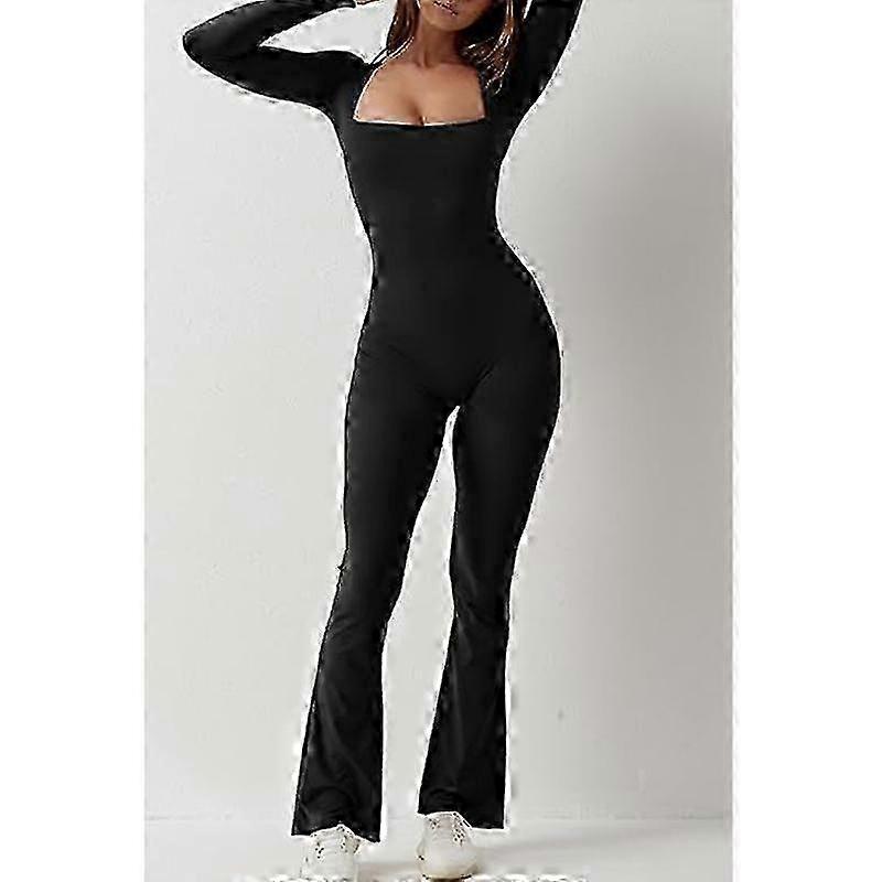 Jumpsuits For Women Square Neck Wide Leg Full Length Romper Playsuit 25-26
