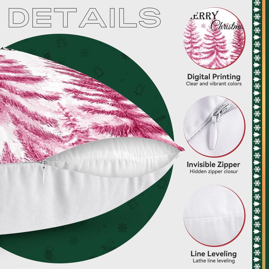 Pink Christmas Tree Cushions Pillowcase Polyester Cushion Cover Throw Pillow Sofa Decoration Pillowcover Home Decor
