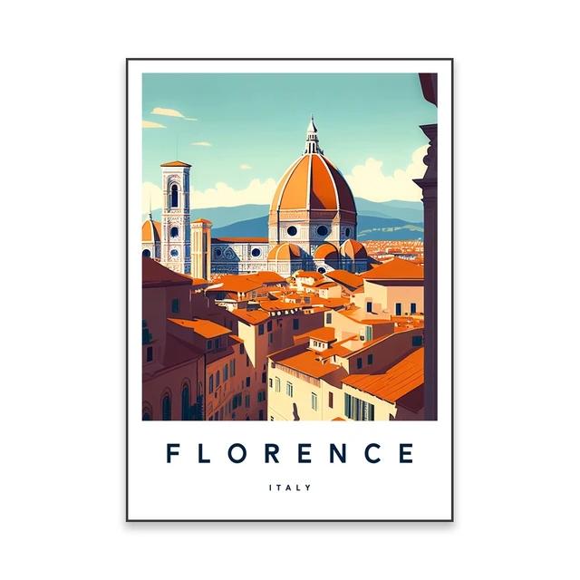 Florencija Italija Spaudinys Europa Kelionės Plakatas Roma Miestas Positano Plakatai Toskana Drobės Tapyba Sardinija Sienos Menas Biuras Namų Dekoras