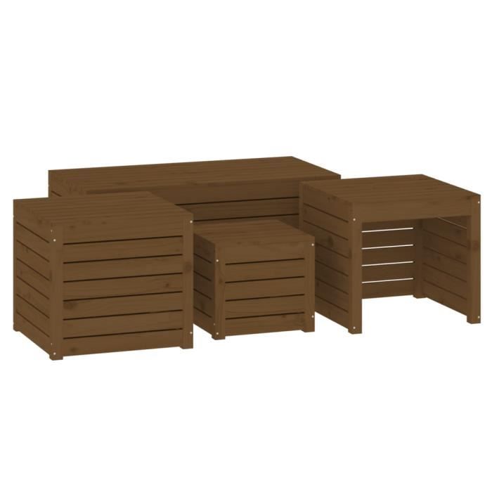 VidaXL Ensemble de boîtes de jardin 4 pcs marron miel bois pin massif 3154669
