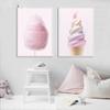 Baby Girl Decor Canvas Wall Art Pink Marshmallow Ice Cream Poster On Wall Frameless Nordic Paintings for Interior Room Decor No Frame