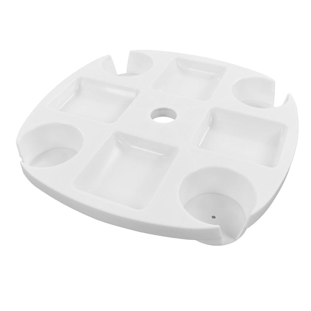 Strandschirm Tischablage Weiß Runde Schirmablage mit 4 Becherhaltern für Snacks Getränke