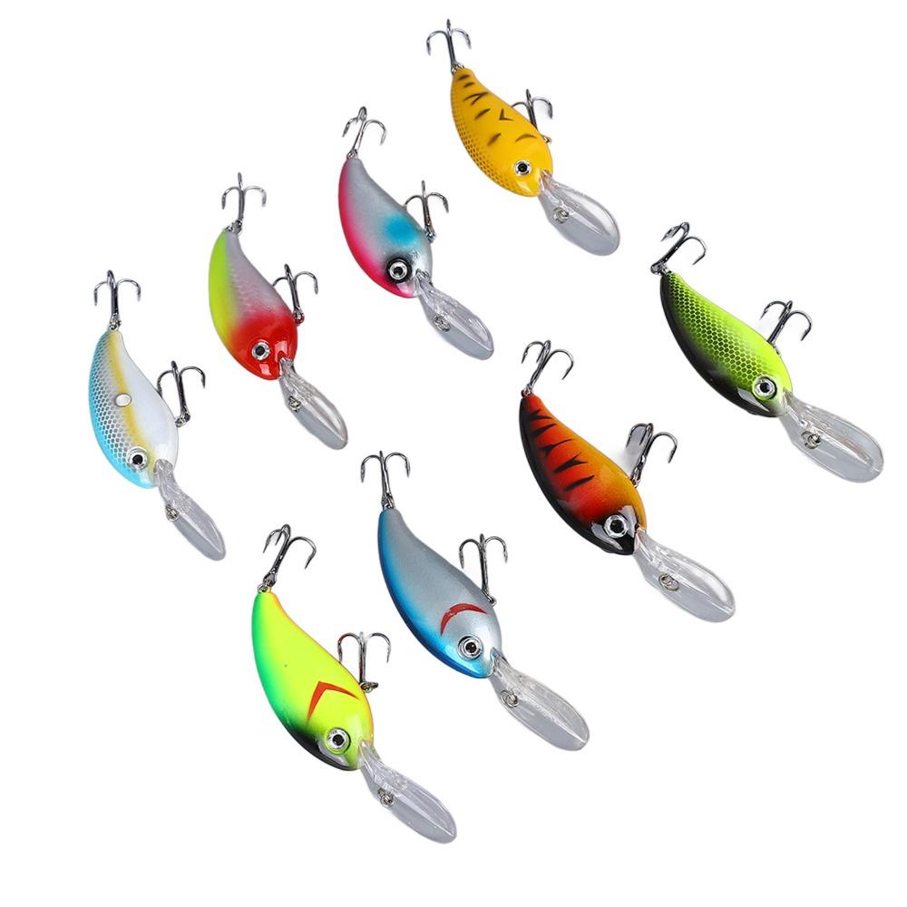 8PCS with Hook Crank Bait ABS Bass Fishing Lures Lifelike Swimbaits Lures  Saltwater Fishing