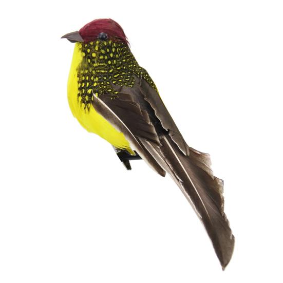 

Фигурка птицы, реалистичное украшение для сада, произведение искусства, искусственная пернатая птица из пенопласта жёлтый