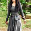 Women's Solid Color Long Sleeve Round Neck Waist Ethnic Style Retro Long Dress Clothes Sale
