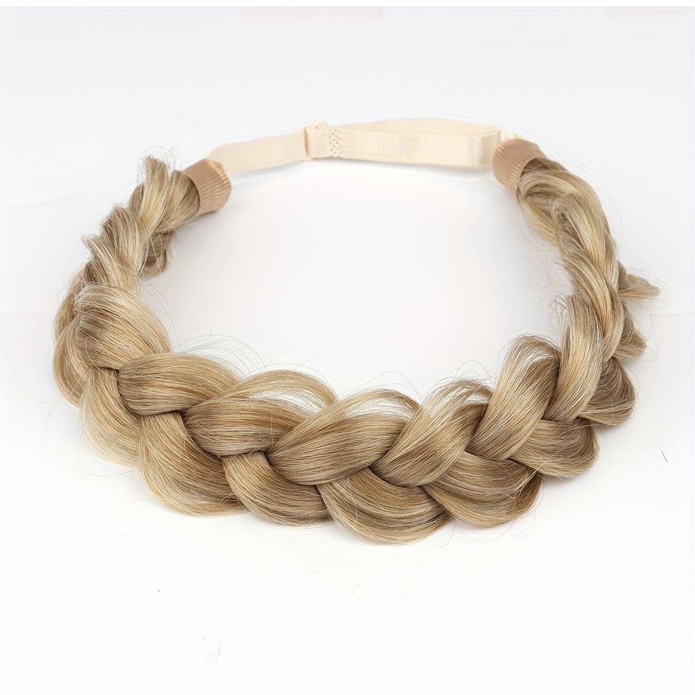 

1 шт. Классический плетеный ободок из 3 прядей, синтетический парик, ободок для волос, натуральный парик, косички для женщин 16inch хаки