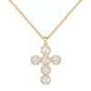 Luxury Iced Out Cross Pendant Necklace, Cubic Zirconia Halo Religious Choker, Hip Hop Faith Jewelry Gift for Women Men