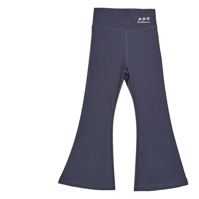 Girls' Black Micro-Flare Yoga Pants - Spring/Autumn Barbie Style for Kids