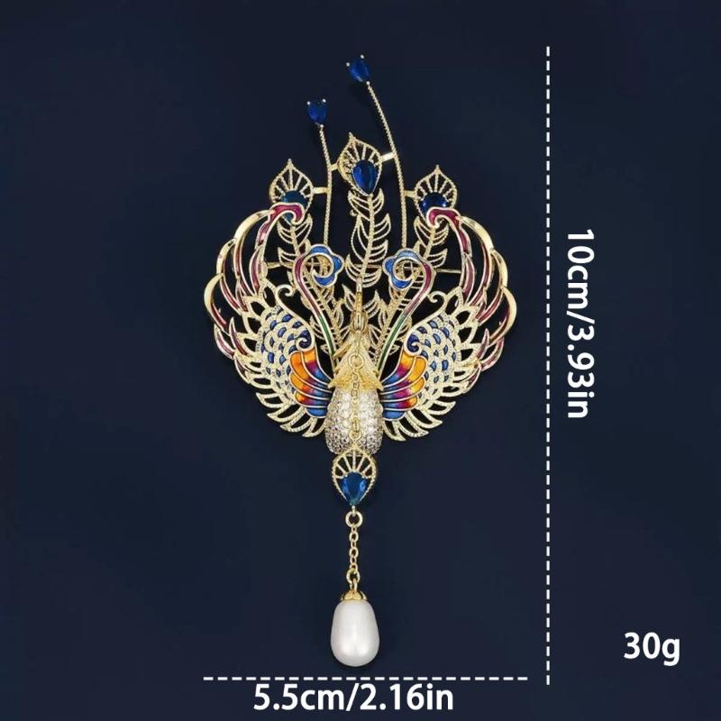Elegant Animal Brooch Lapel Pin With Pearls Tassels Detailing Colorful Alloy Jewelry For Women Versatile Accessory