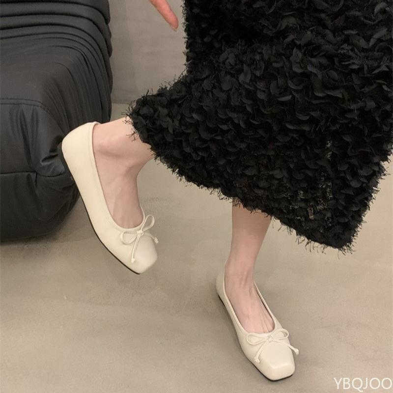 Flat Bottomed Shallow Mouth Bow Spring New Single Shoe Casual Soft Simple Comfortable Fashionable Women's Flat Shoes