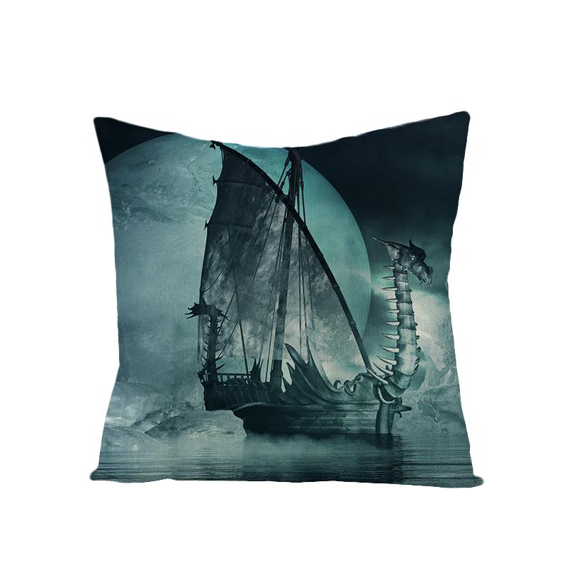 Old Castle Dragon Boat Moon Pumpkin Cushion Cover Horror Pattern Sofa Throw Pillows Living Room Halloween Decorative Pillowcase