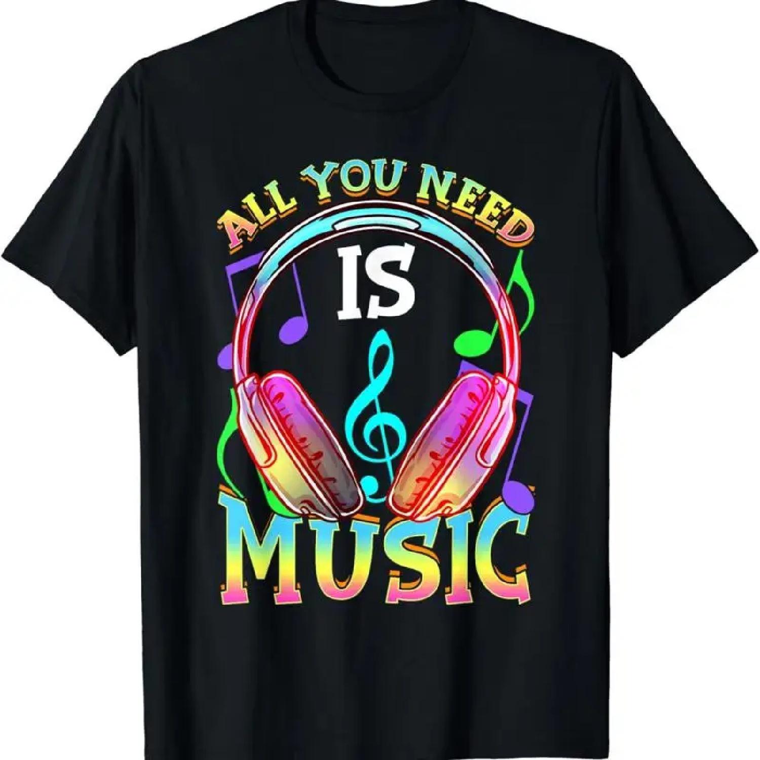 NEW All you need is music DJ Headphones lover producer T Shirt S 3XL XXXXXL разноцветный
