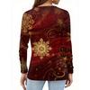 Women's Fashion Casual H Printed V-Neck Long Sleeve Decorative Button T-Shirt Tops