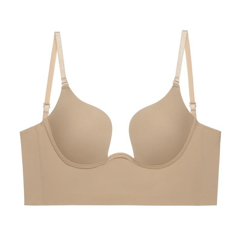 Big halter beautiful back bra U-shaped smooth surface small chest gathering underwear sexy invisible neck bra bra bra women