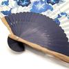 [Hanakanzashi] Women's Folding Fan, Morning Glory Pattern, Indigo Blue, with Fan Case, Cotton Fabric, 21cm