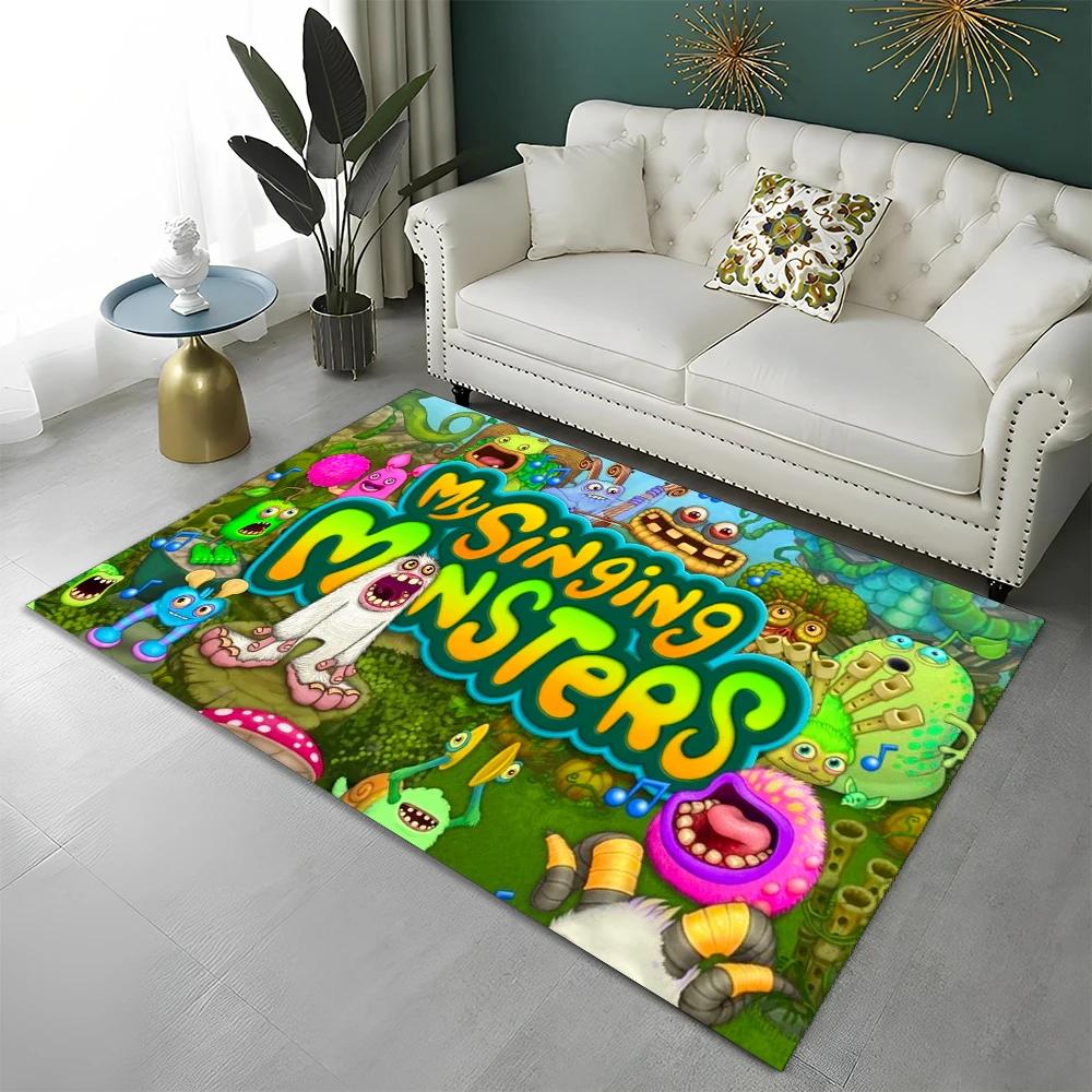 Tappeto Cartoon 3D My Singing Monsters Videogioco per Casa Soggiorno Camera da Letto Divano Zerbino Decorazione, Tappeto per Area Tappetino Antiscivolo per Pavimento