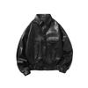 Men's Thickened Winter Japanese Leather Jacket, Handsome Loose Leather Jacket, Korean Style New Warm Outer Layer