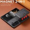 SUTENI M3 For Samsung Galaxy Z Fold7 5G Magnetic Case Cowhide Texture Leather Back Cover with Card Bag Kickstand
