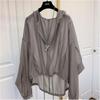 Summer Lightweight Ice Silk Sunscreen Clothing Women's Loose and Thin Sunscreen Shirt Thin Jacket Hooded Top Large Size