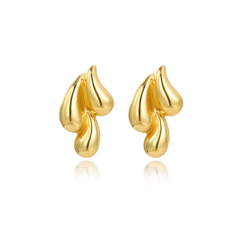 

Неправильная геометрия из трех капель воды, золотистого цвета, гладкие серьги-подвески CCB для женщин, минимализм, гипербола, модные украшения для вечеринок золотой