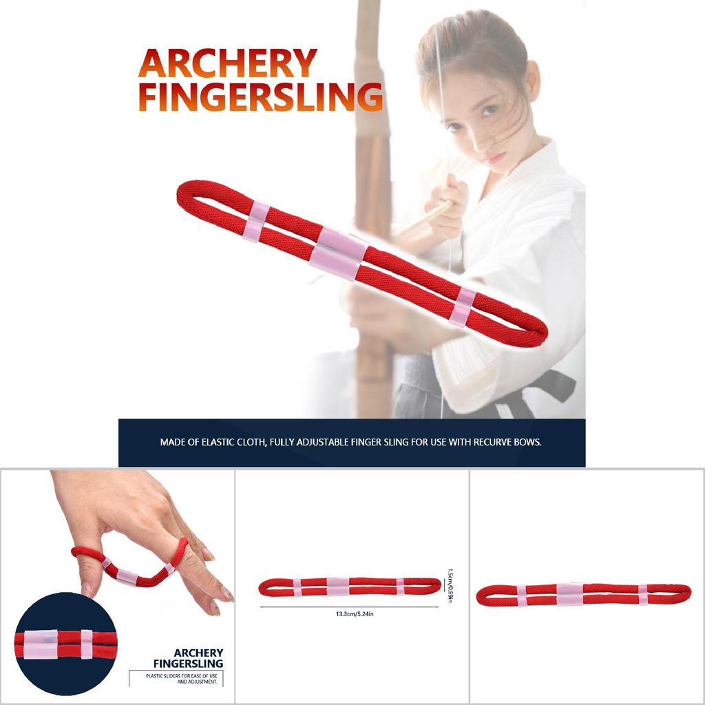 Adjustable Fingersling Archery Finger Sling for Recurve Bow Hunting Shooting Accessory Red L