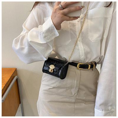 Style Leather Shoulder Bag Chain Mini Crossbody Bag Fashion Buckle Girl Small Purse Lipstick Bag