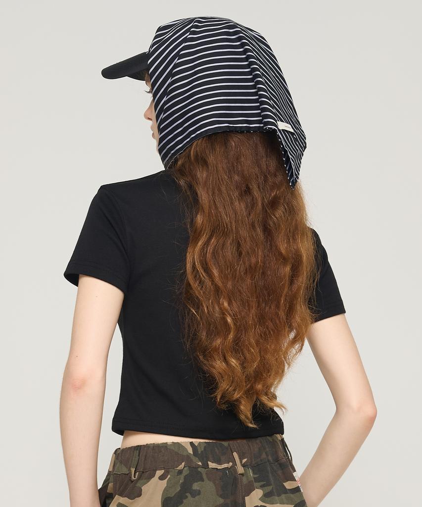 CARGOBROS FOR WOMAN Striped Bandana Cap (Black)