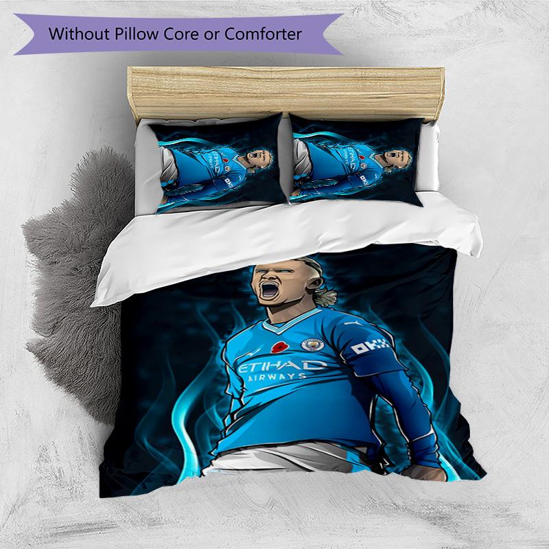 Set Biancheria da Letto 3 Pezzi con Stampa Modello Erling Haaland Morbido Delicato sulla Pelle Lavabile Copripiumino e Federe Set Stagione Unica Camera da Letto