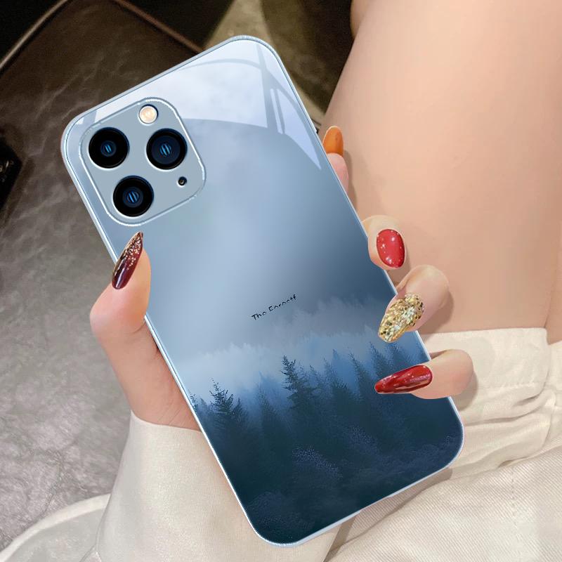 Pearl Lotus Powder For IPhone 16 Pro Max 15 Pro 14 13 12 Mini 11 XS Max XR 7 8 Plu SE 2022 Tempered Glass Phone Case