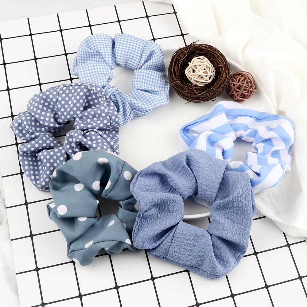 5PCS/Set Korean Fashion Hair Bands Elastic Dots Satin Silk Scrunchie for Women Girls Hair Accessories Hair Ties Holder
