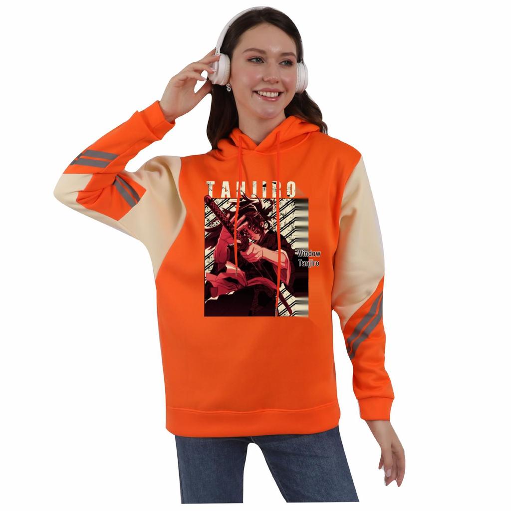 Demon Slayer Harajuku Anime Patchwork Hoodie for Couples