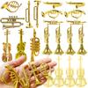 7/14pcs Golden Musical Instrument Ornaments Miniature Guitar Violin Saxophone Figurines Dollhouse Miniatures Desktop Decorations