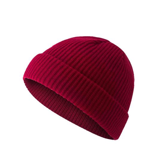 Unisex Solid Color Knitted Beanie Hat Warm Brimless Cuff Skullcap Sailor Cap