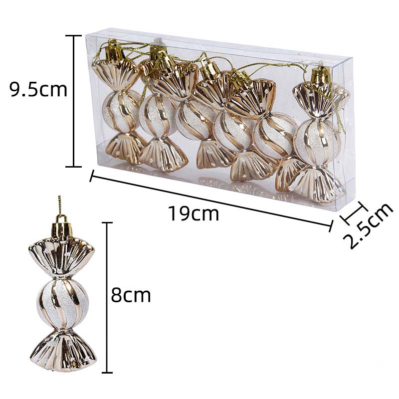 6pcs/box Candy Crutch Icicle Christmas Tree DIY Ornaments New Year Xmas Gifts Christmas Ball Decoration for Home Navidad