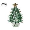 Artisan Glass Collectible Glazed Christmas Tree Ornament with Star Topper Colorful Small Desktop Art Faux Crystal Tabletop Decor for Home