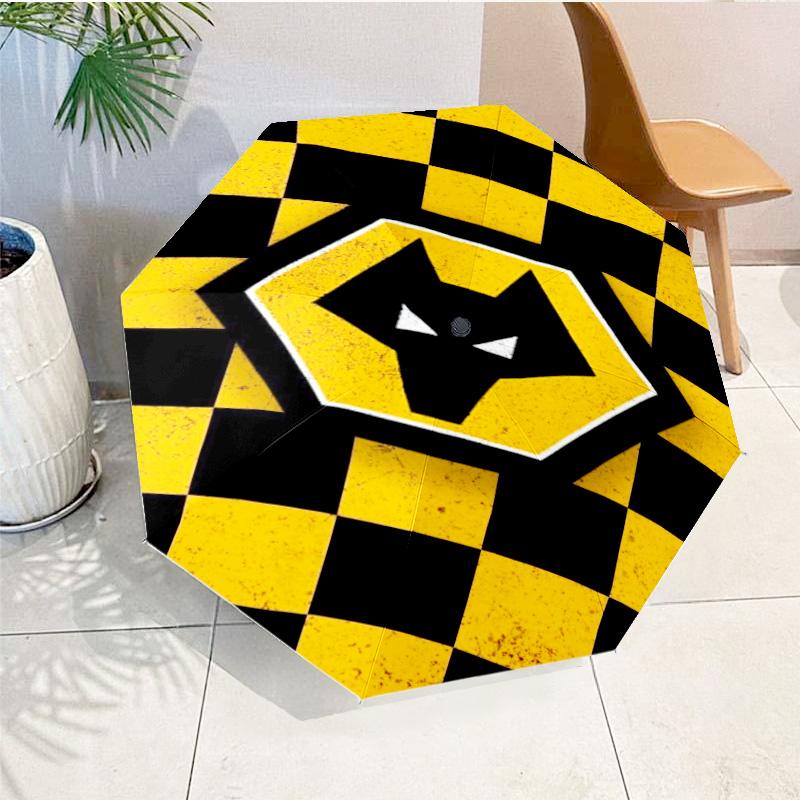 Wolves Team Emblem Printed Automatic Umbrella, 8-Frame for Travel, camping, Casual Umbrella, Essential Gift for for family and friends