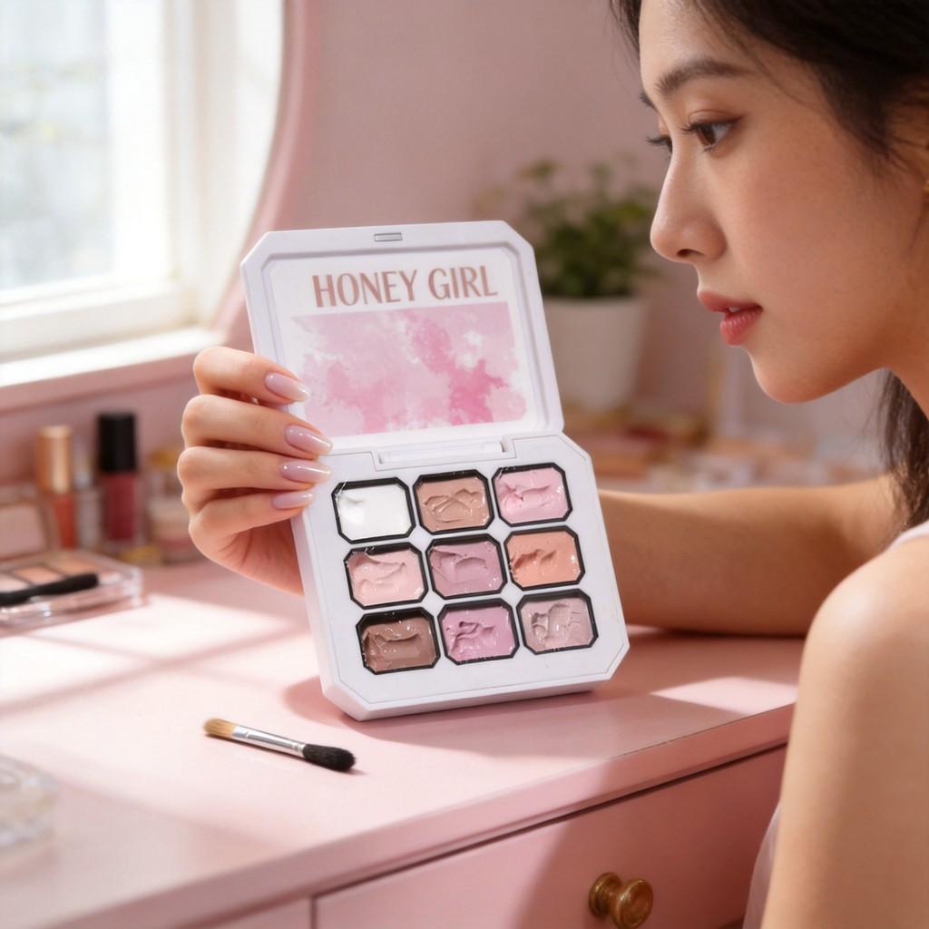 Honeygirl Nine Grid Macaron Pink Solid Gel Set For Nail Art And Diy Manicure