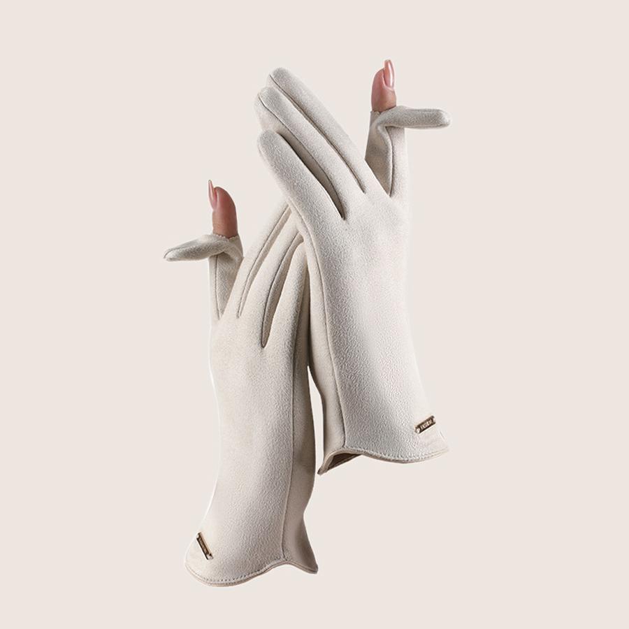 Women Autumn Winter Keep Warm Touch Screen Thin Solid Simple Gloves Cycling Drive Suede Fabric Elegant Windproof